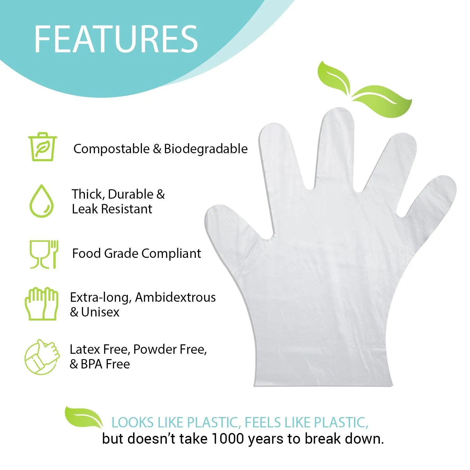 Disposable Eco-Friendly Compostable Gloves - 3 Pack