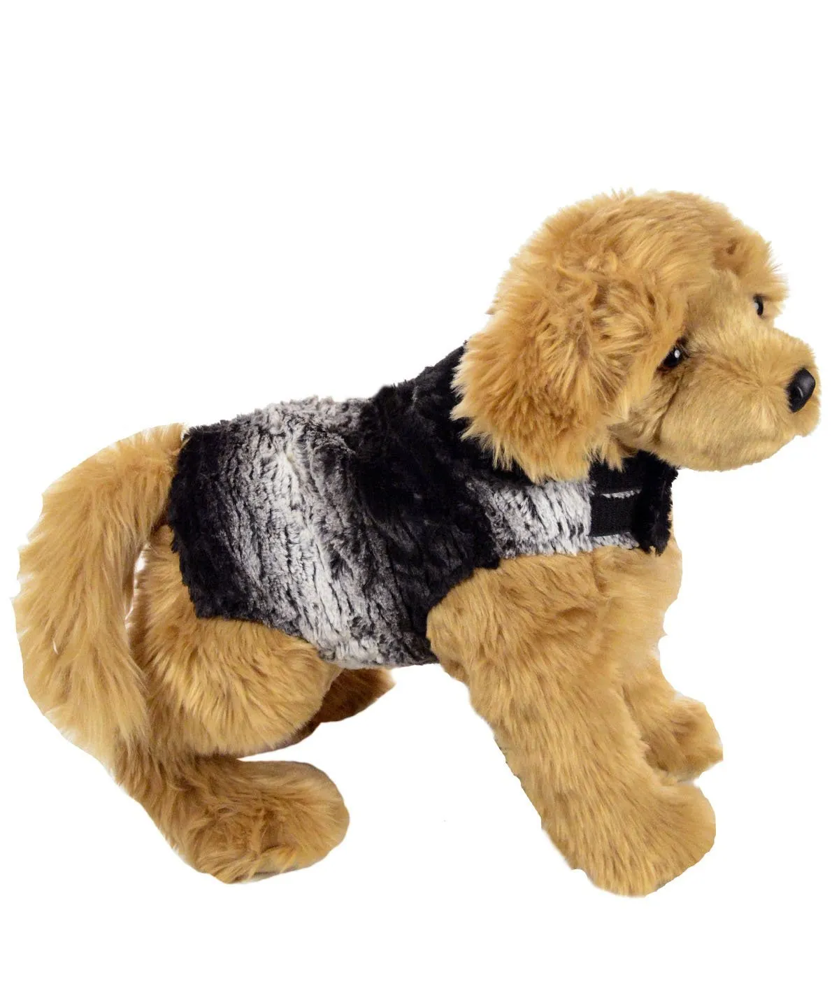 Dog Coat, Reversible - Luxury Faux Fur in Smouldering Sequoia with Cuddly Fur in Black