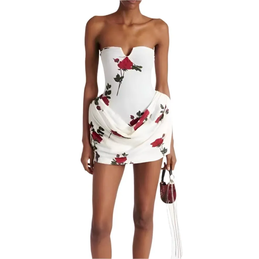 Dolly Off-shoulder Ruched Floral Mini Dress