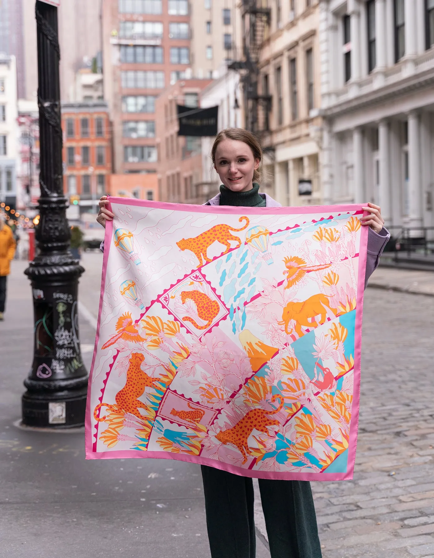 Double Sided Silk Scarf Of Around The World