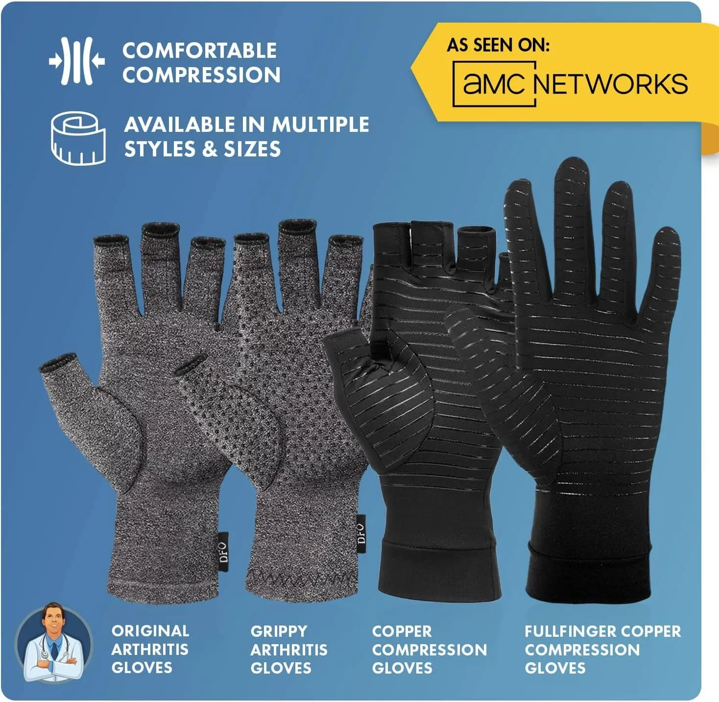 Dr. Frederick's Original Arthritis Compression Gloves for Women & Men - Ideal for Arthritis Hand Pain Relief, Carpal Tunnel, Reynaud’s & Poor Circulation