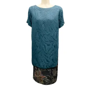 Dries Van Noten Teal Multi Short Sleeved Jacquard Dress