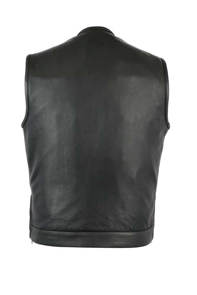 DS187 Men's CCW Pockets Multi Pocket Leather Vest