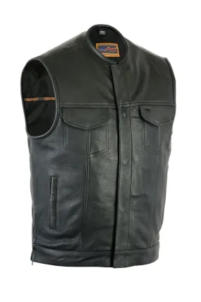 DS187 Men's CCW Pockets Multi Pocket Leather Vest