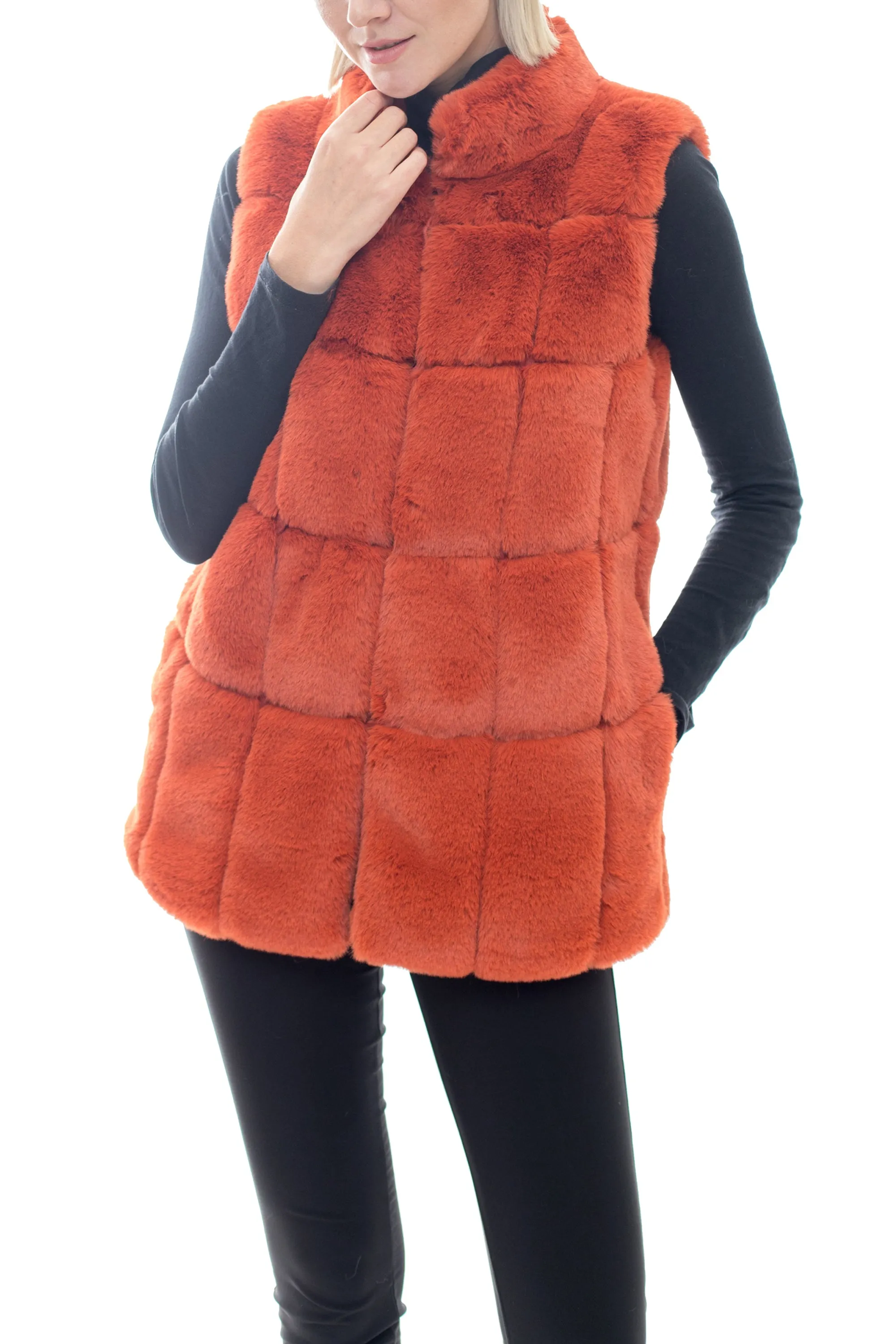 DUDINKA- Oversized faux fur vest