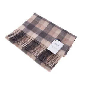 Edinburgh 100% Lambswool Scarf  Big Check Natural Brown