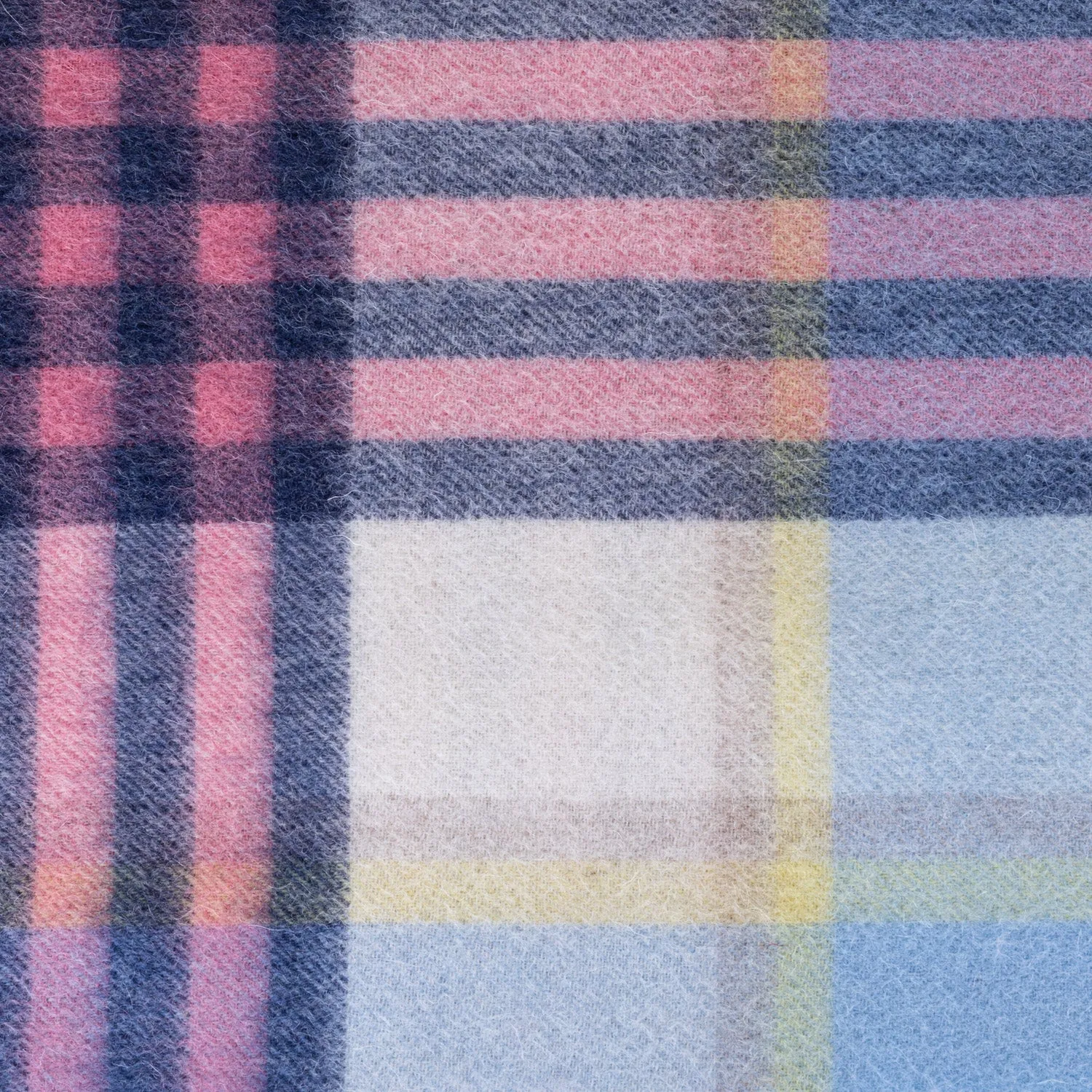 Edinburgh 100% Lambswool Scarf  Chequer Tartan - Pastel Pink