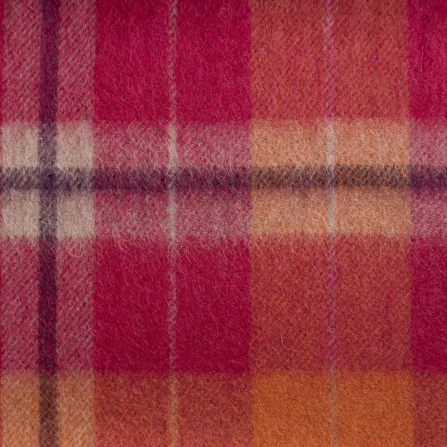 Edinburgh 100% Lambswool Scarf  Heivon Check - Radicchio/Oriental Ginger