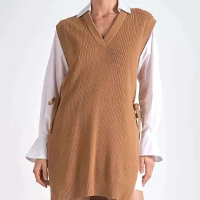 ELAN - Nia Dress - White & Tan