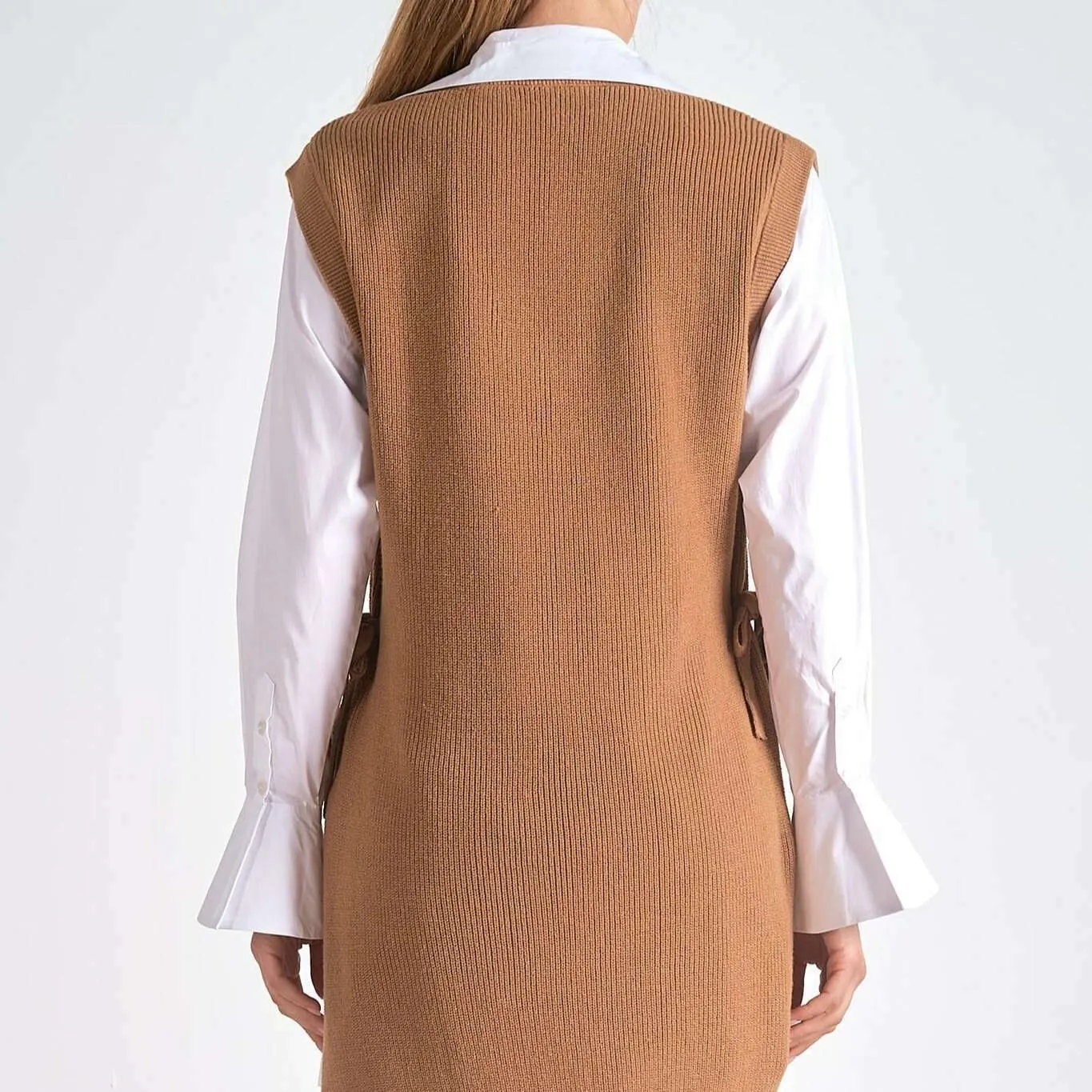 ELAN - Nia Dress - White & Tan