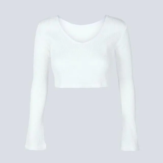 Elegant flare Long Sleeve Crop Top