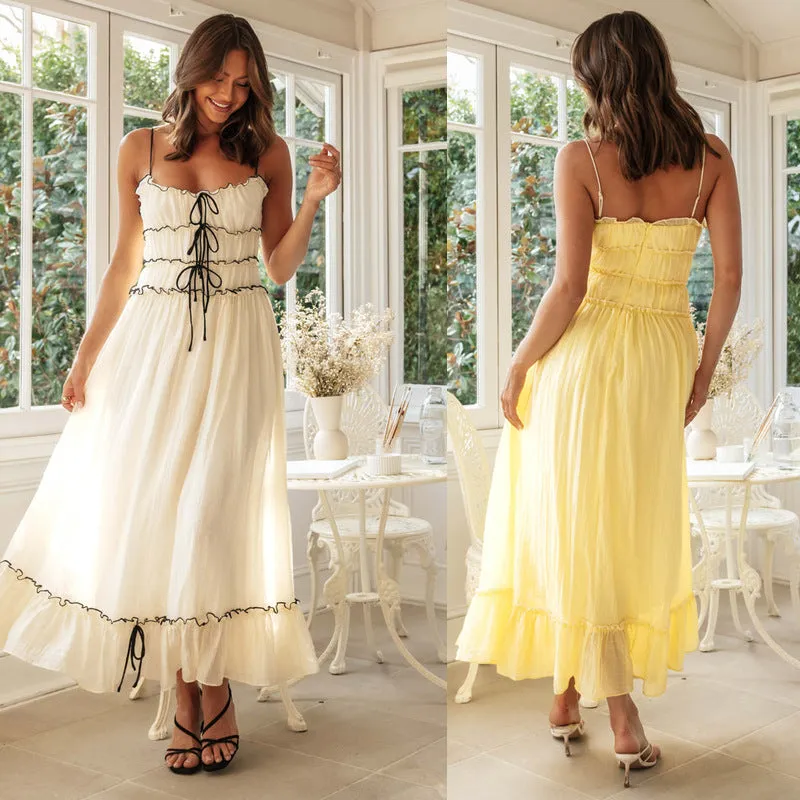 Elegant Off-shoulder Spaghetti Strap Sleeveless Maxi Dress