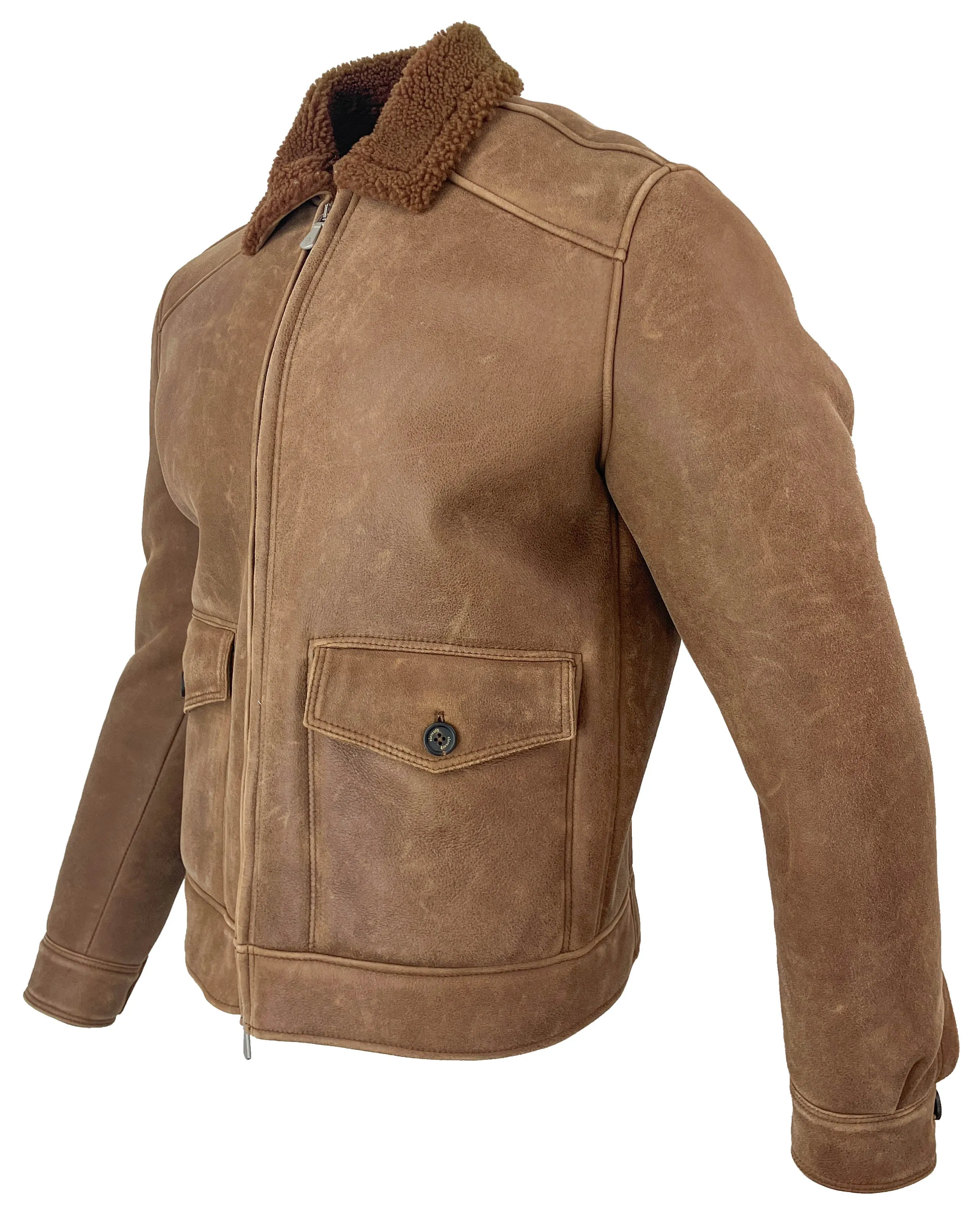 Eleventy Shearling Jacket in Camel