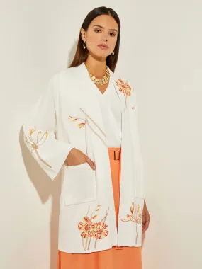 Embroidered Floral Recycled Knit Oversized Cardigan