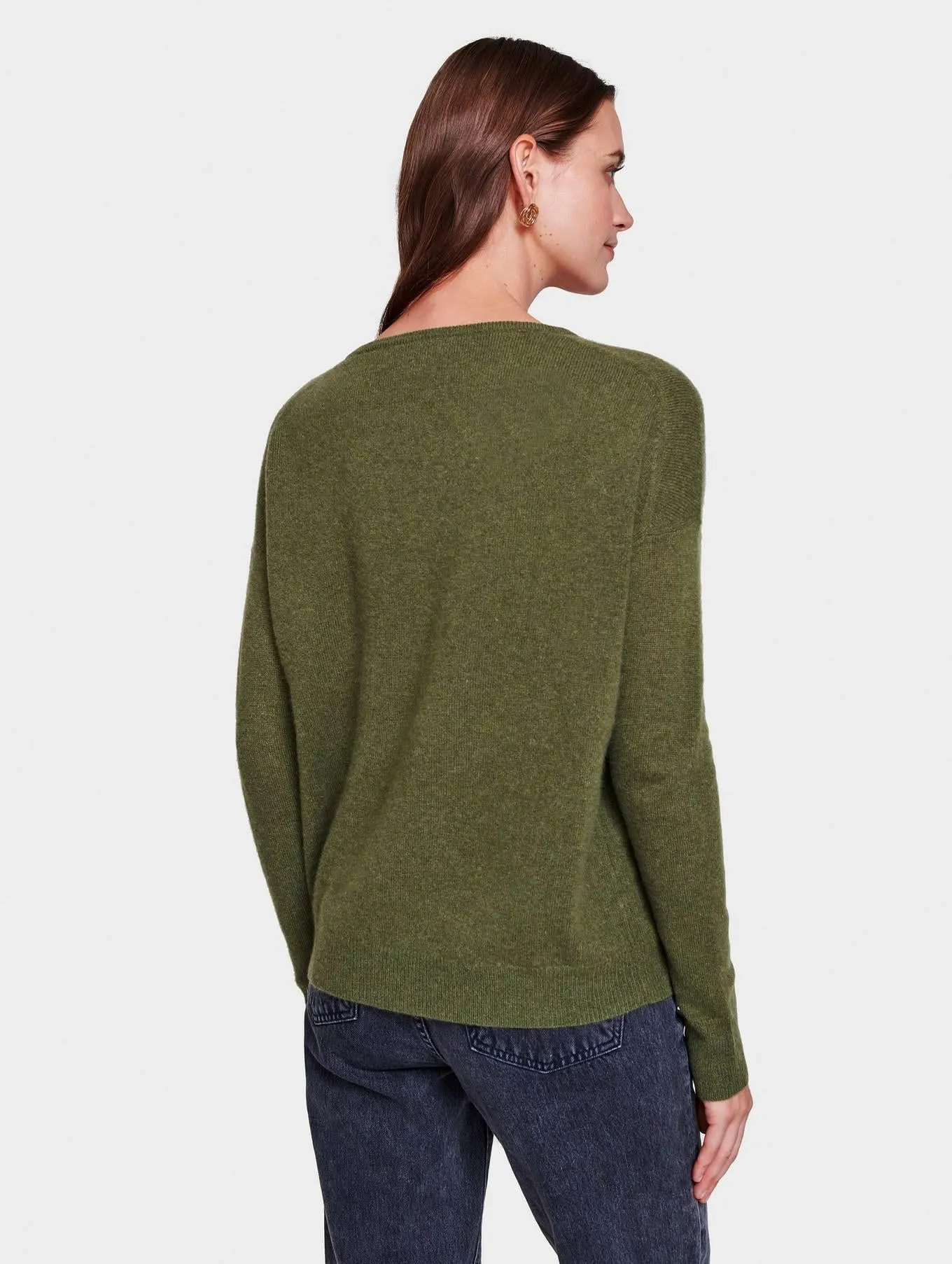 Essential Cashmere V-Neck (Olive Heather)