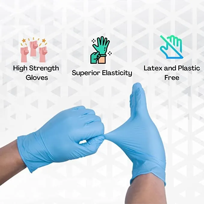 ETSHandPro Nitrile Gloves, Disposable Powder Free Examination Hand gloves, True Blue Color, Food Grade (Large, Pack of40 Pcs)