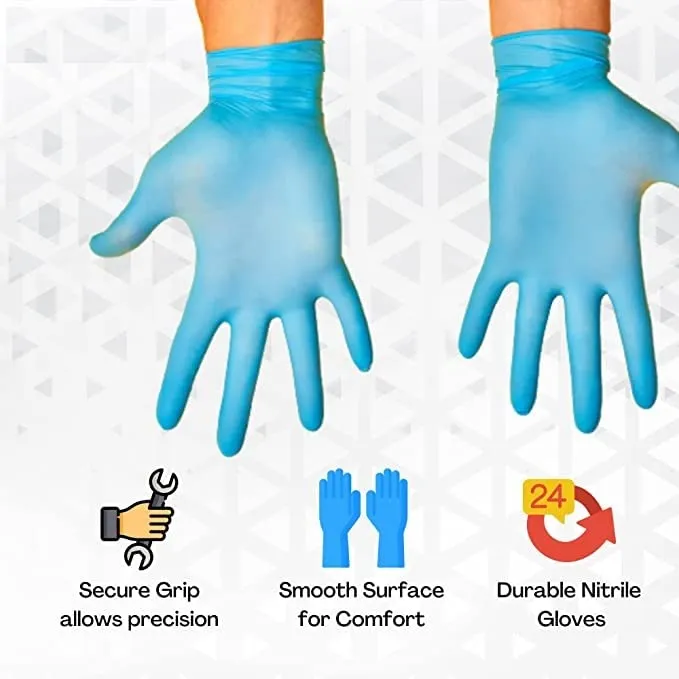 ETSHandPro Nitrile Gloves, Disposable Powder Free Examination Hand gloves, True Blue Color, Food Grade (Large, Pack of40 Pcs)