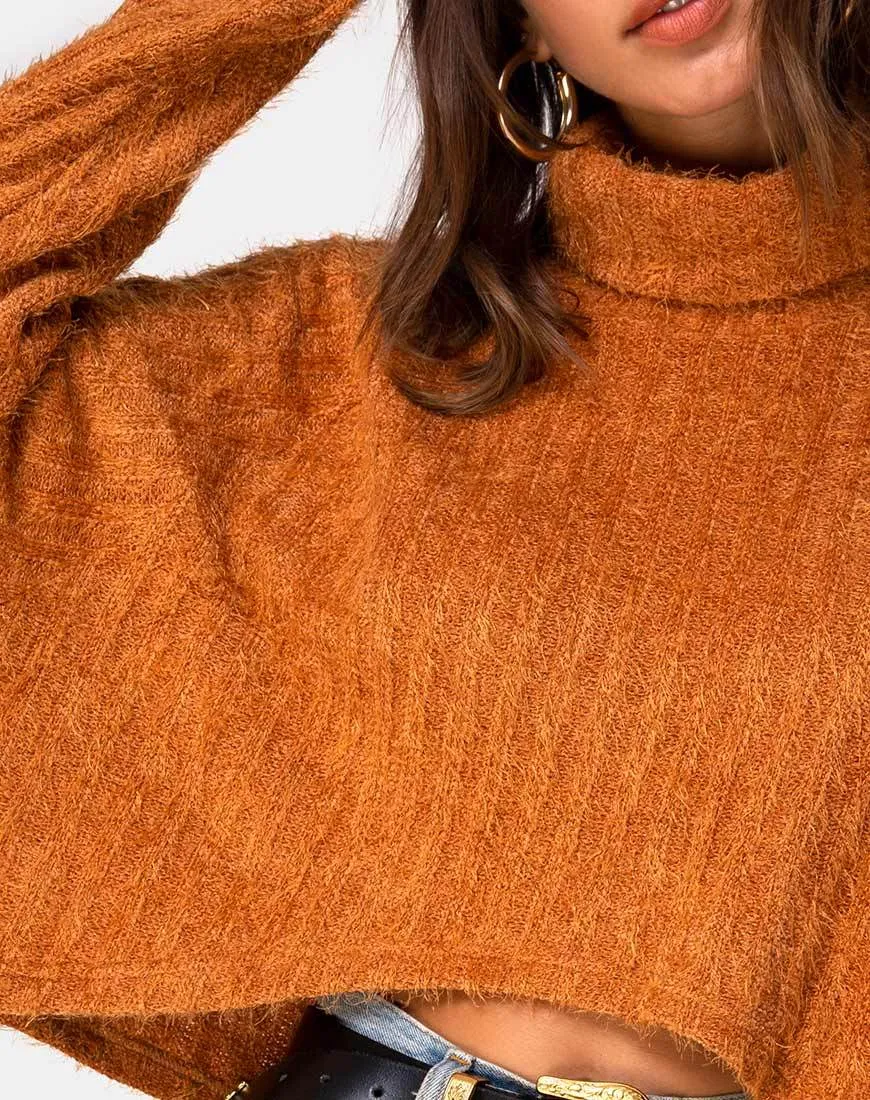 Evie Cropped Sweatshirt in Rust Knit