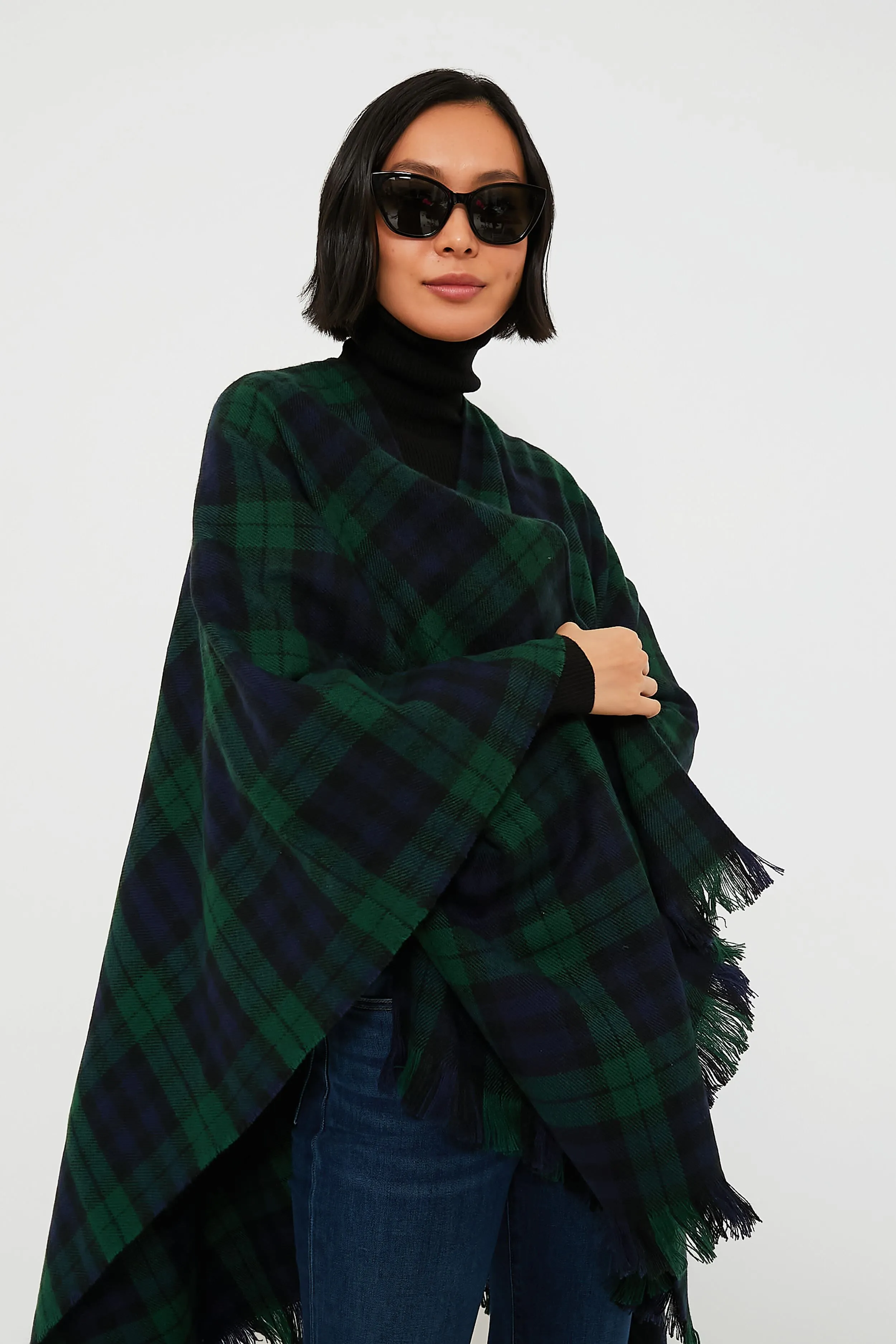 Exclusive Blackwatch Tartan Ruana Poncho