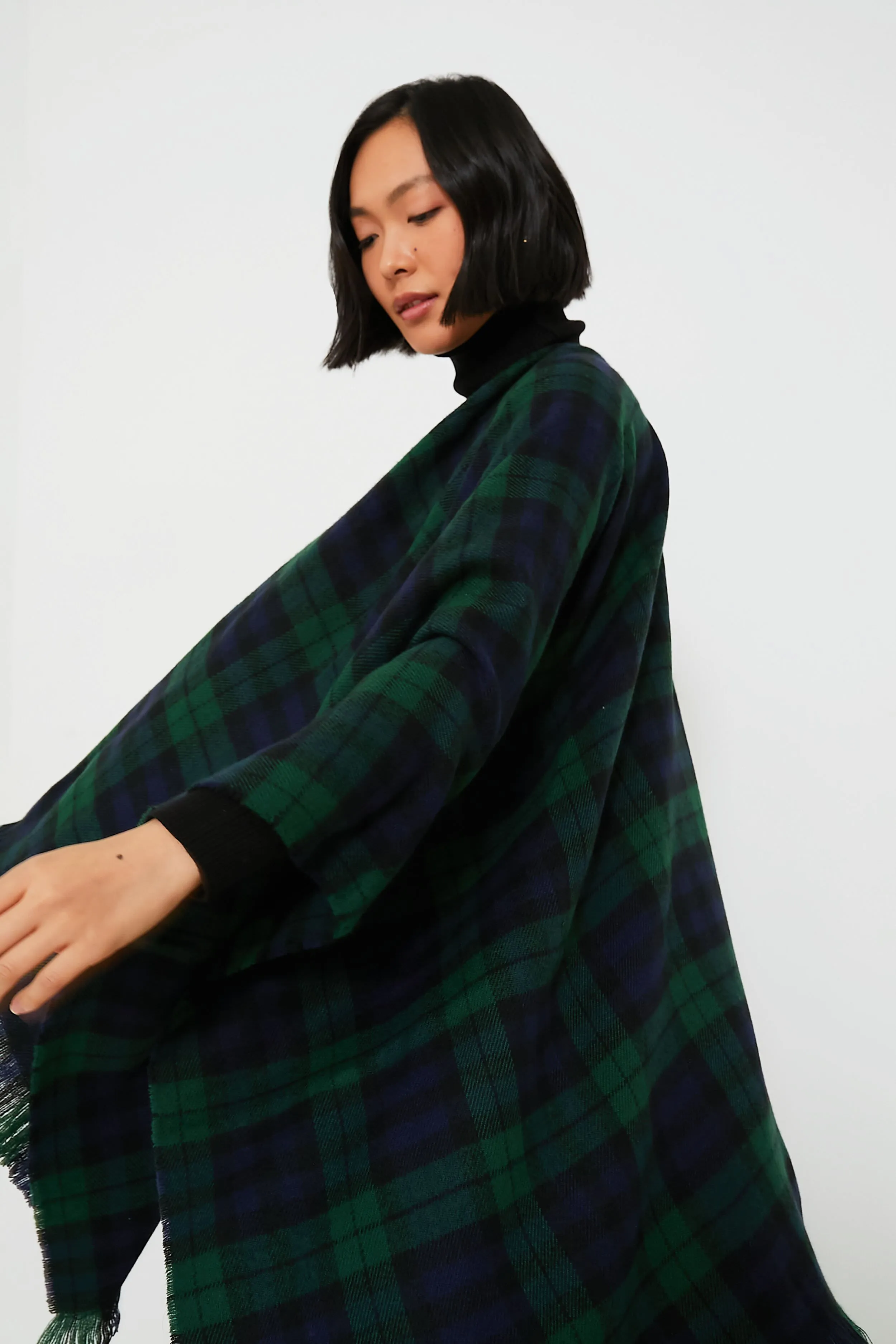 Exclusive Blackwatch Tartan Ruana Poncho