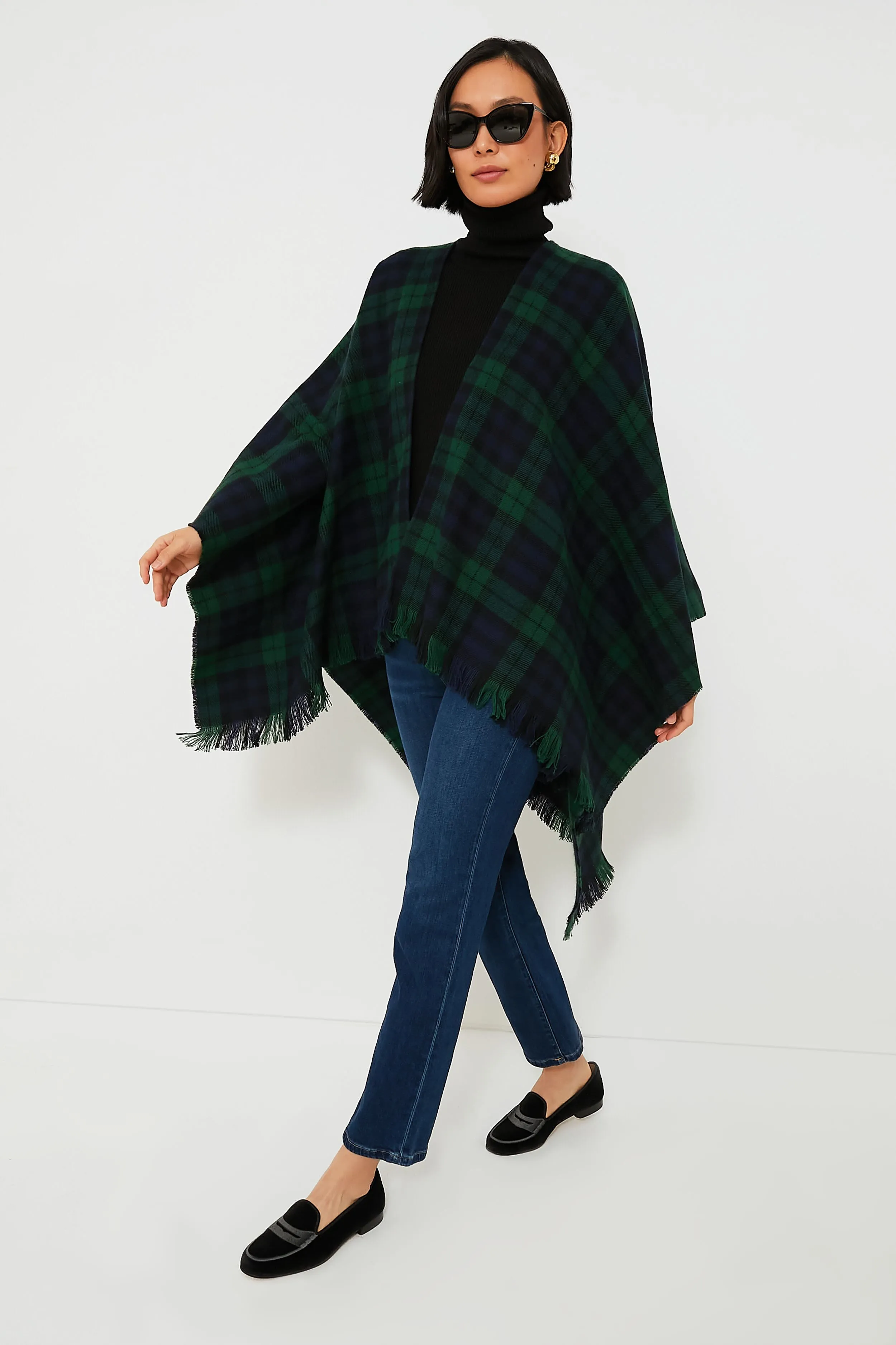 Exclusive Blackwatch Tartan Ruana Poncho