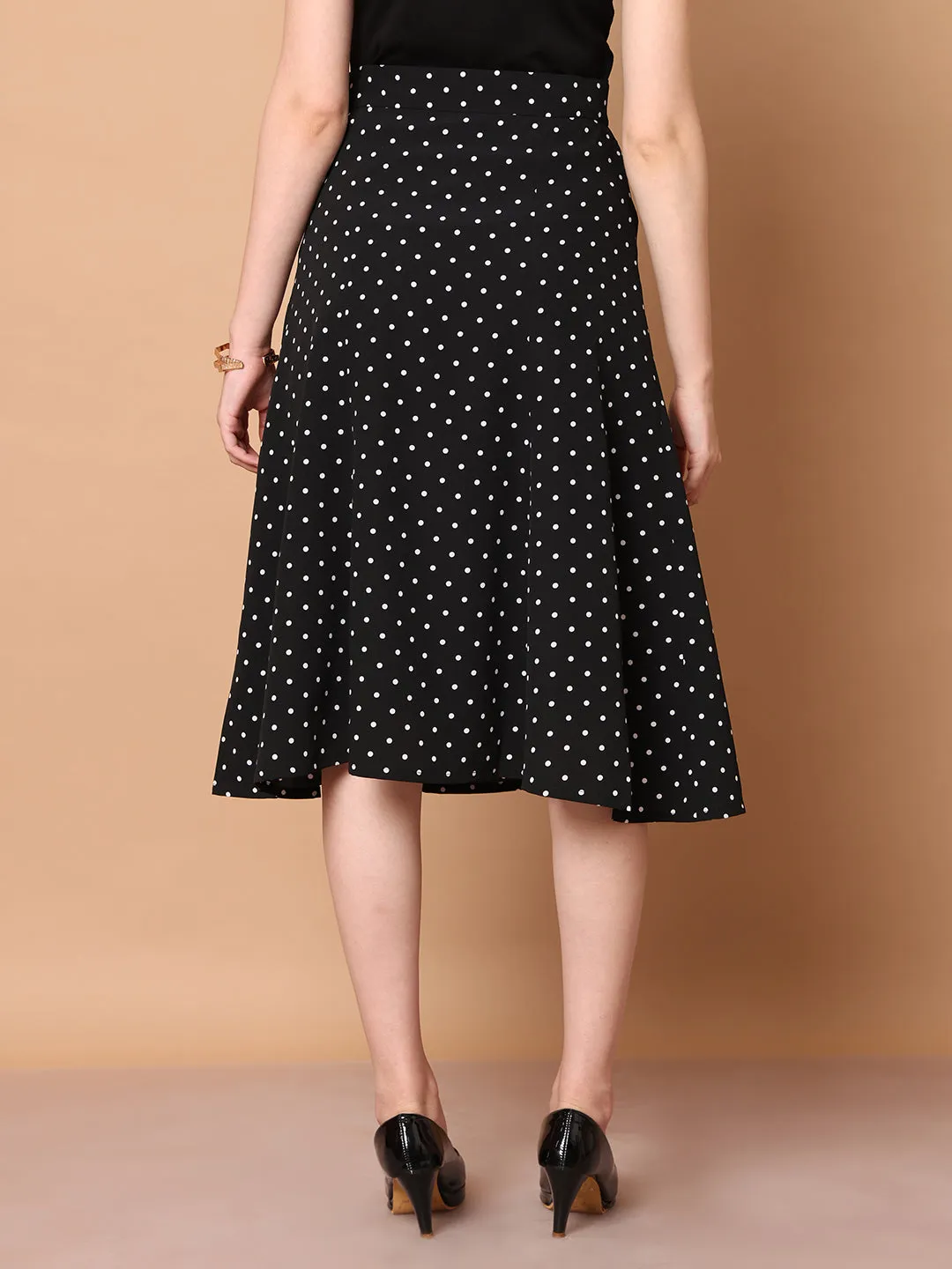 Exude Sculpted Styles Polka Dot Skirt (Black)