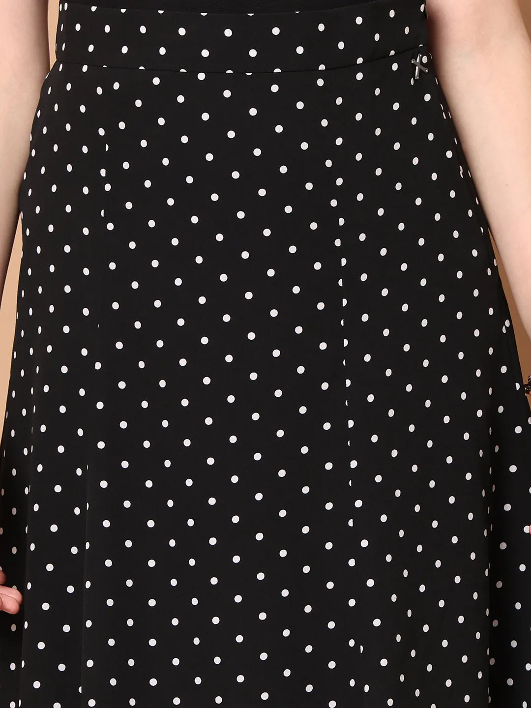 Exude Sculpted Styles Polka Dot Skirt (Black)