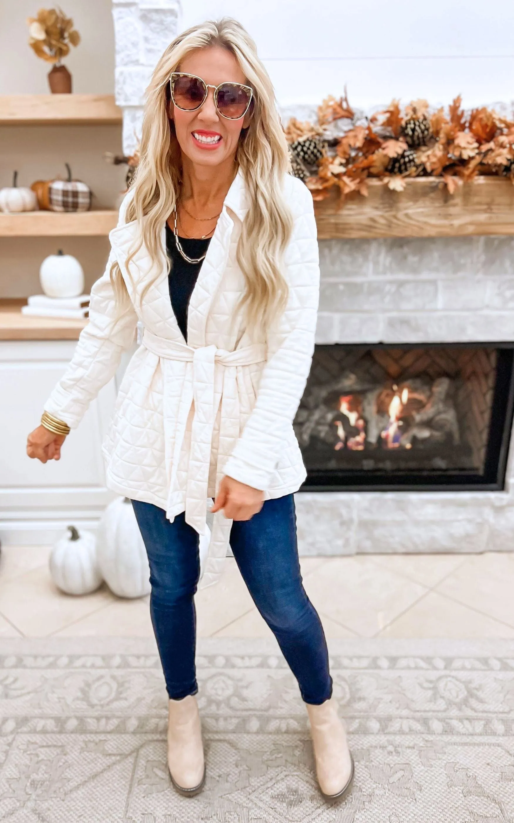 Fall in Season Quilted Jacket | Cream