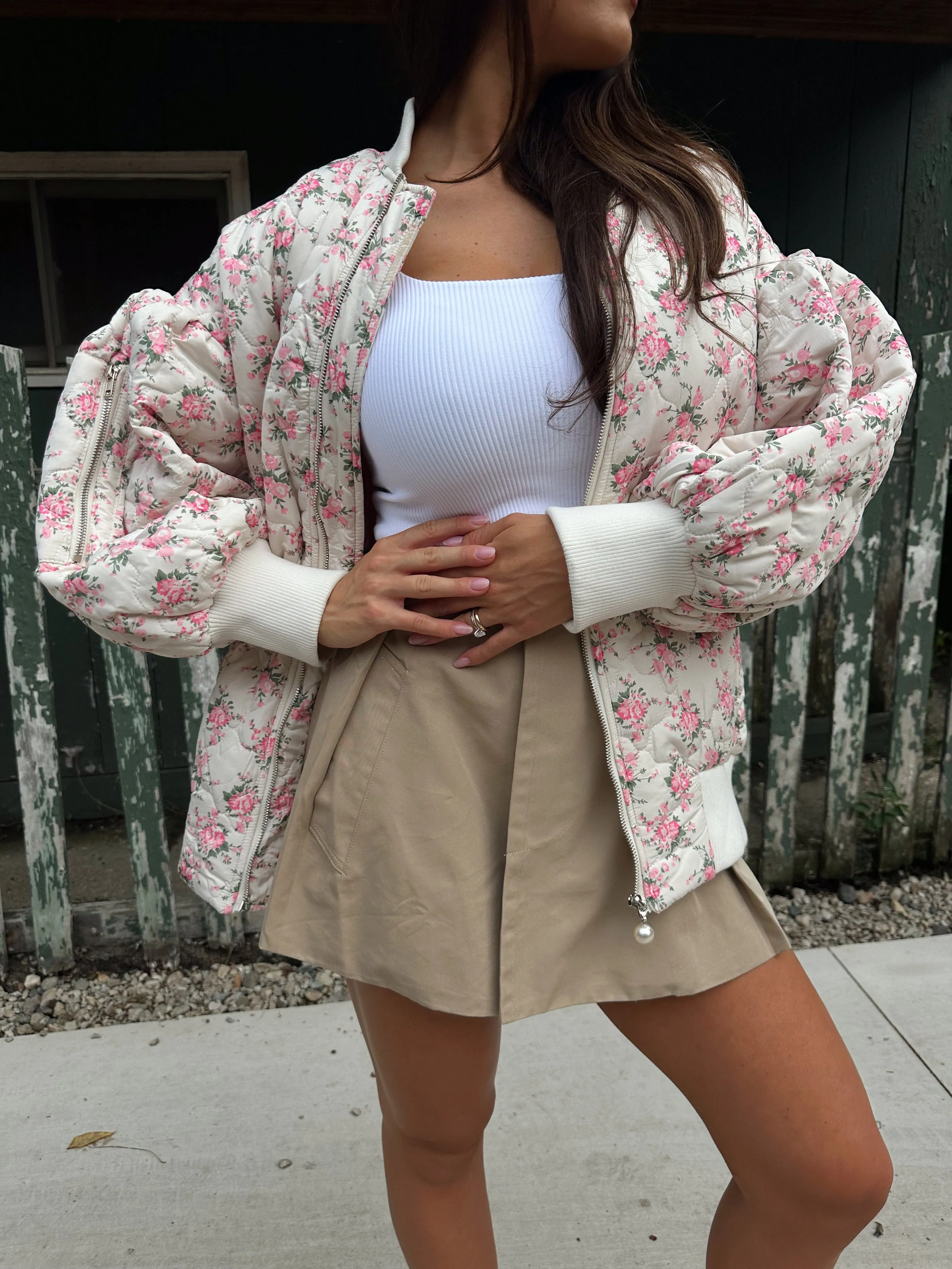 Fancy This Floral Bomber Jacket