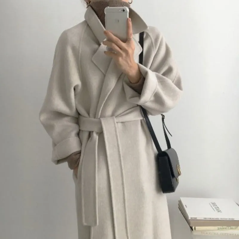 Fashionkova  outfit fall Korean Style Woolen Coat for Women Autumn and Winter New Small Mid-Length French Woolen Coat