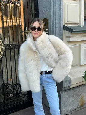 Fashionkova Solid Color Half High Collar Faux Fur Coat Chic Loose Long Sleeve Women's Jackets Female Luxury Thick Lady High Street Outerwear