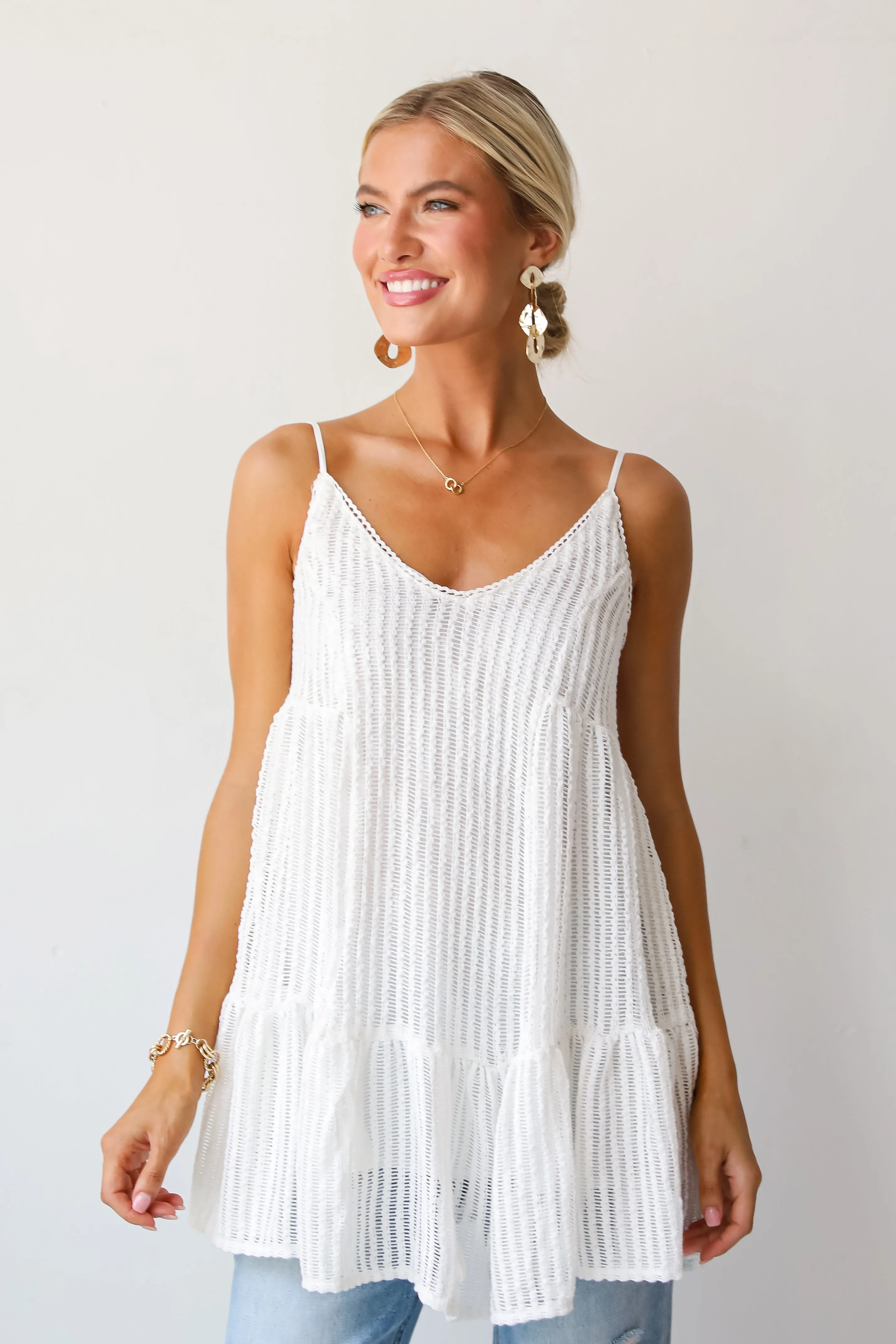 FINAL SALE - Expert Sweetness White Crochet Knit Tunic