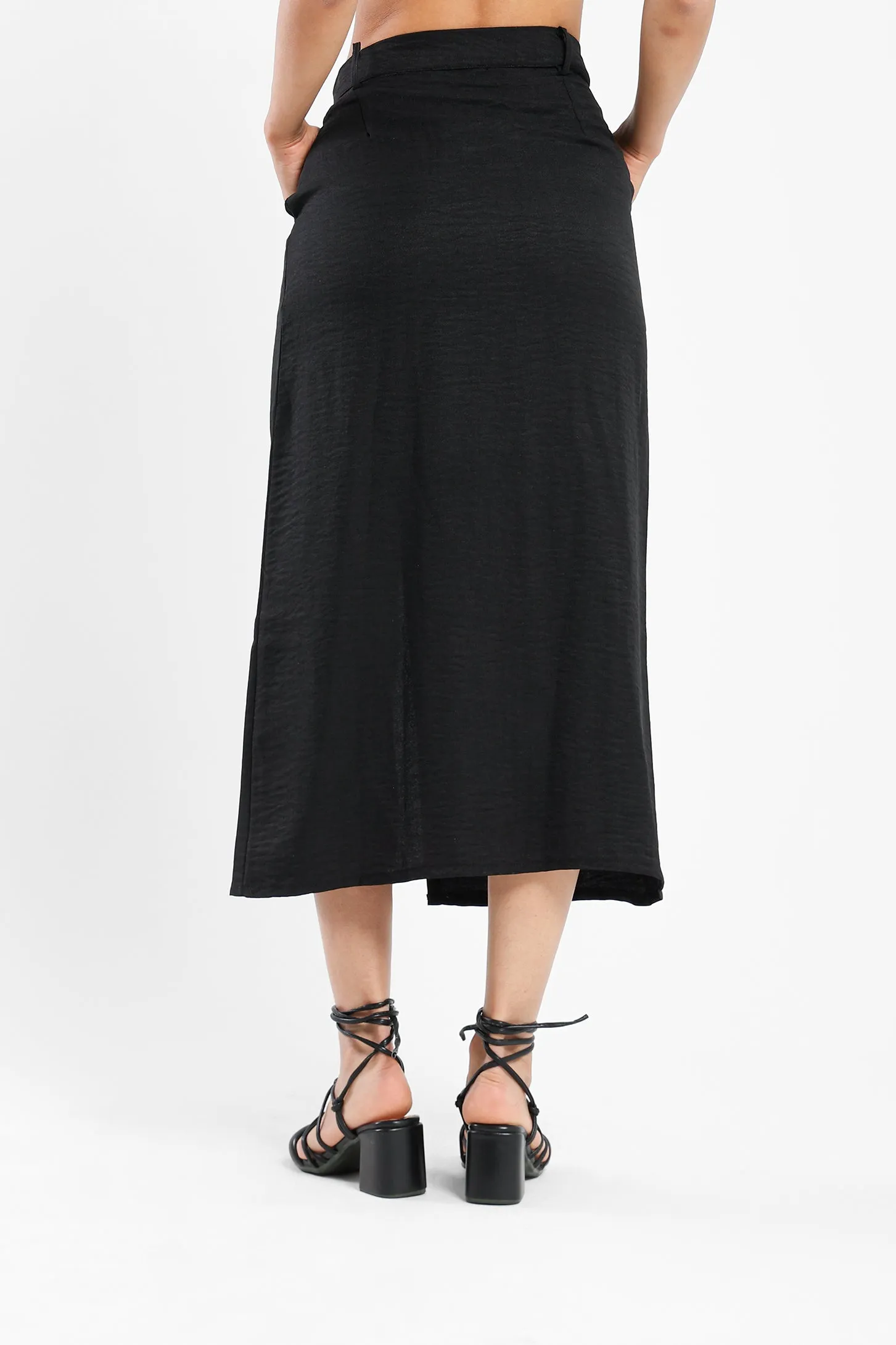 Front Slit Skirt - Black