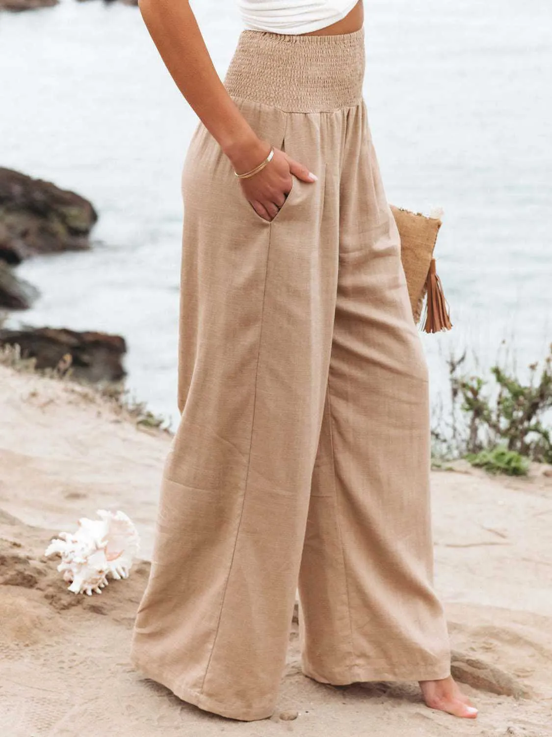 Full Size Wide Leg Beachy Pants