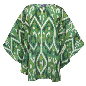 Gallipoli Green Ikat Italian Silk Poncho