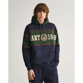 GANT Crest Shield Block Hoodie Oversized Evening Blue 2037027