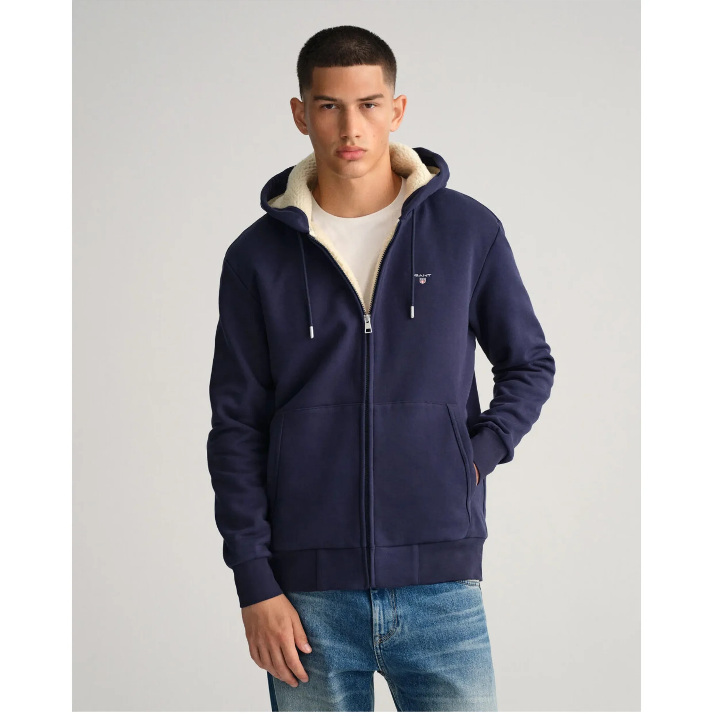 GANT Sherpa Fleece Zip Sweat Hoodie