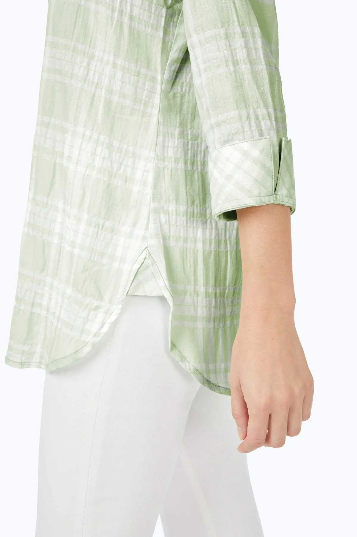 Germaine Puckered Spring Plaid Tunic