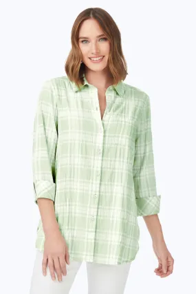 Germaine Puckered Spring Plaid Tunic