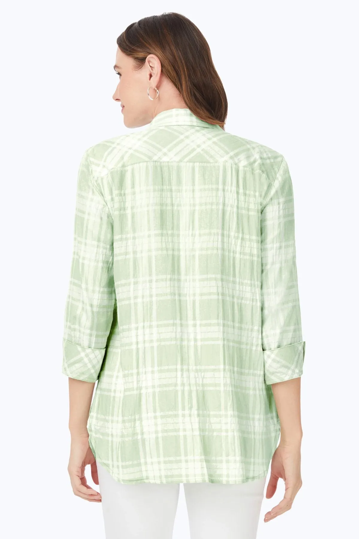 Germaine Puckered Spring Plaid Tunic