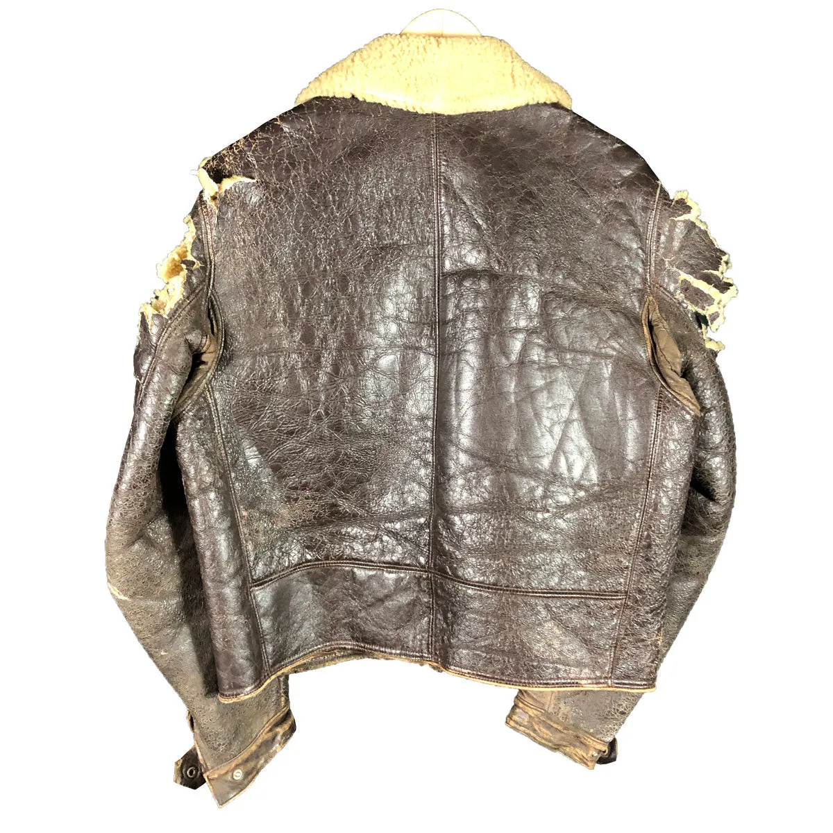 German Luftwaffe High Altitude Leather Sheepskin Flight Jacket Distressed