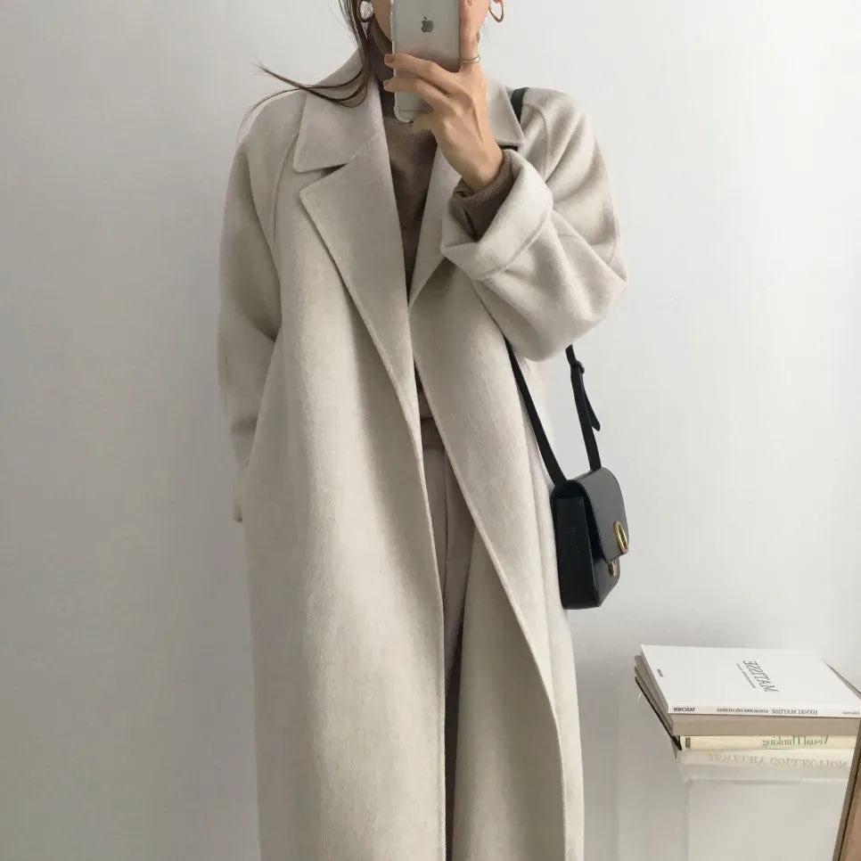 Girlary-shop dti outfits Double-Sided Cashmere Coat for Women 2024 New Small Mid-Length Autumn and Winter Elegant High-End Woolen Coat