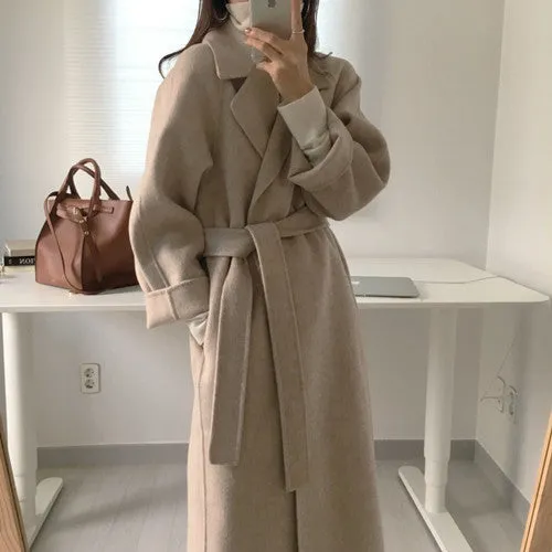 Girlary-shop dti outfits Double-Sided Cashmere Coat for Women 2024 New Small Mid-Length Autumn and Winter Elegant High-End Woolen Coat