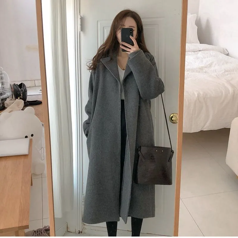 Girlary-shop dti outfits Double-Sided Cashmere Coat for Women 2024 New Small Mid-Length Autumn and Winter Elegant High-End Woolen Coat