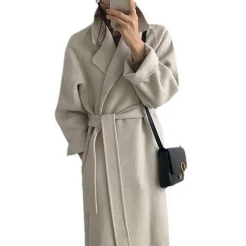 Girlary-shop dti outfits Double-Sided Cashmere Coat for Women 2024 New Small Mid-Length Autumn and Winter Elegant High-End Woolen Coat