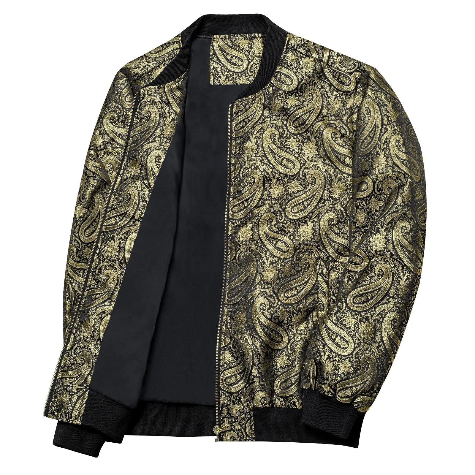 Gold Paisley Silk Bomber Jacket