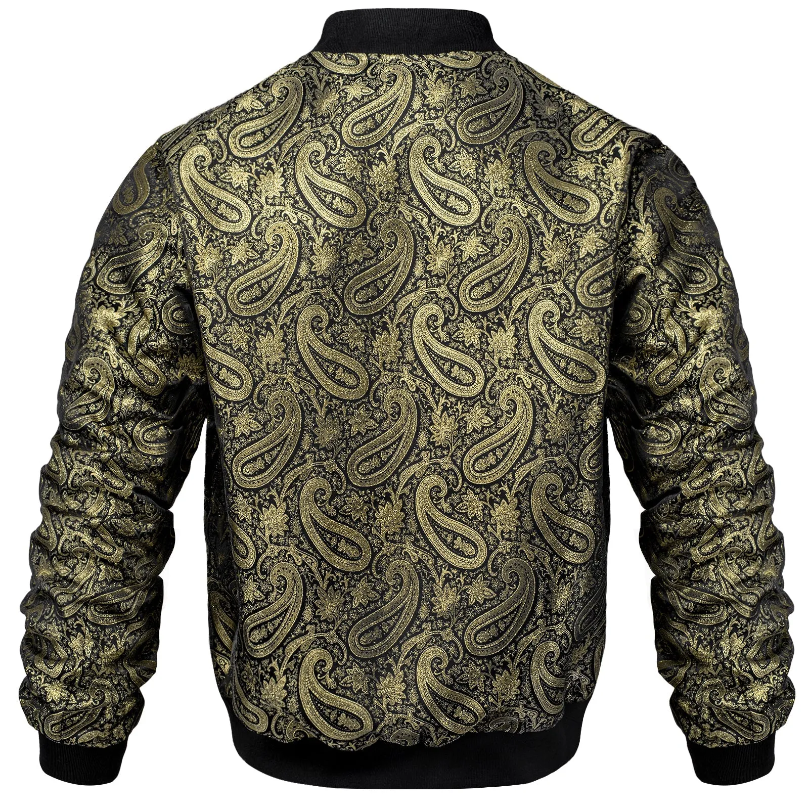 Gold Paisley Silk Bomber Jacket