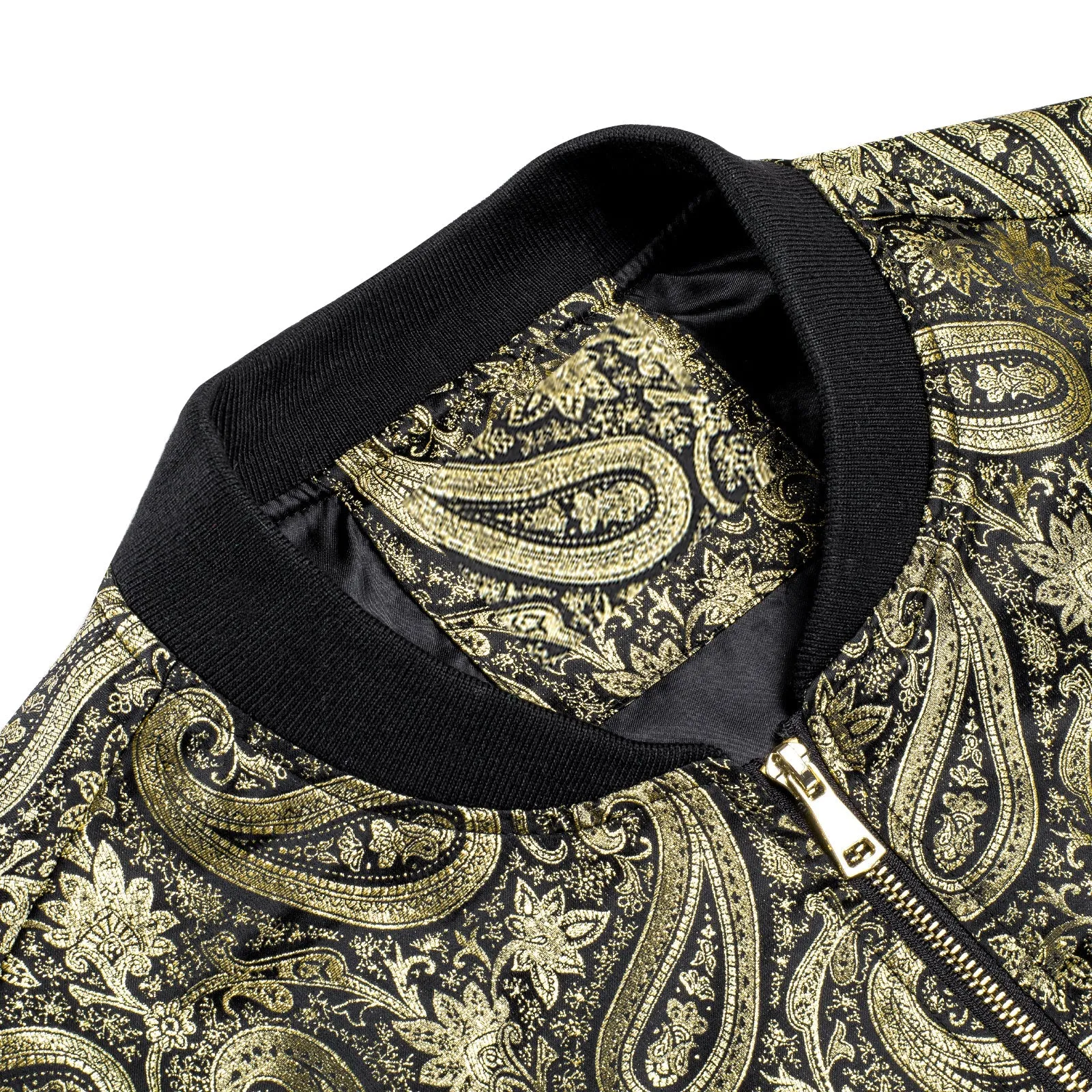 Gold Paisley Silk Bomber Jacket