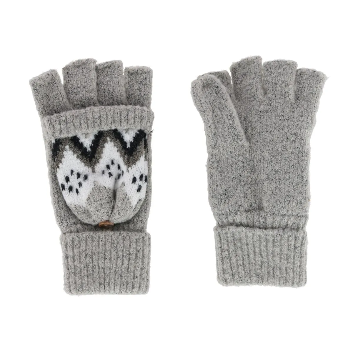 Grand Sierra Women's Convertible Winter Pattern Knit Fingerless Glove to Mitten