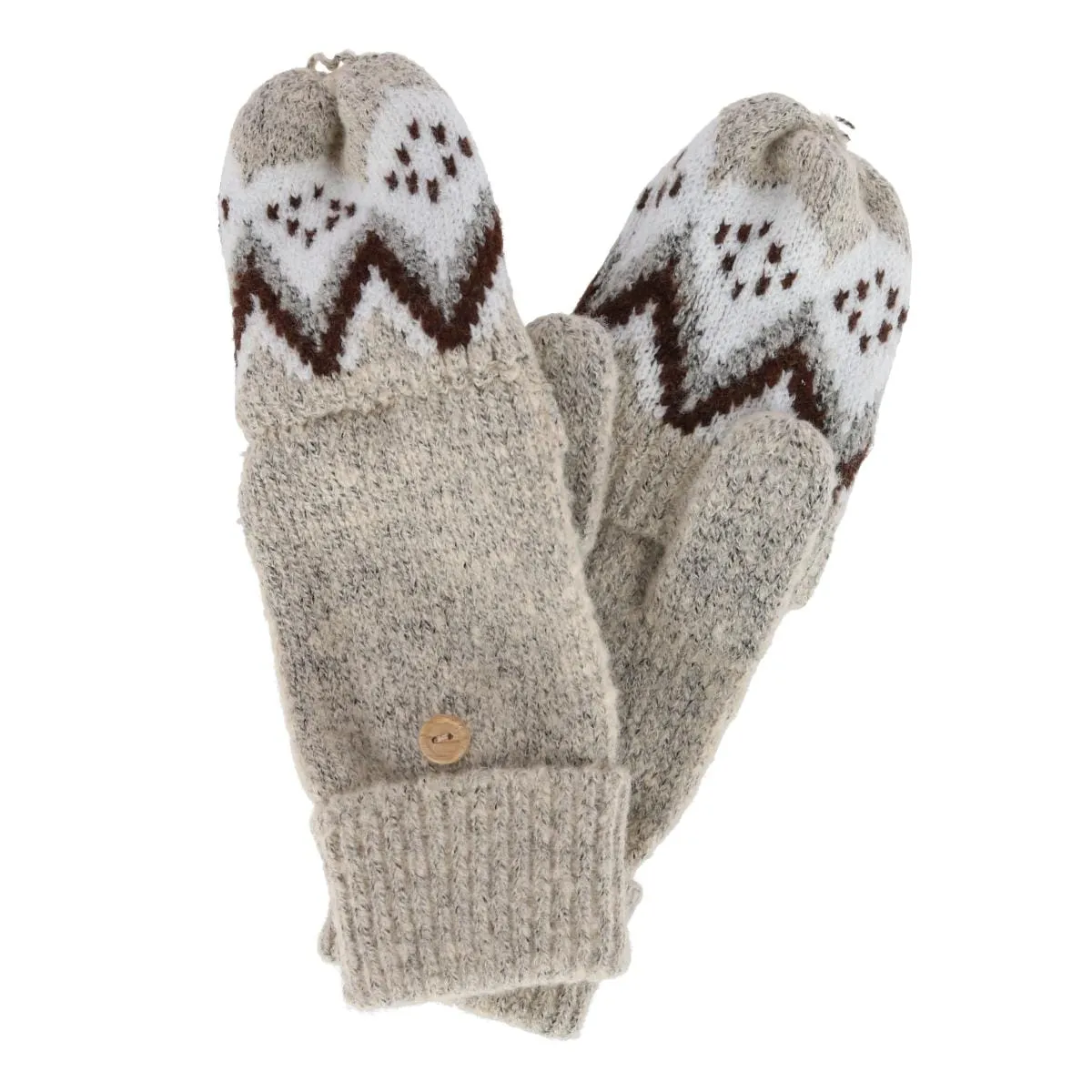 Grand Sierra Women's Convertible Winter Pattern Knit Fingerless Glove to Mitten